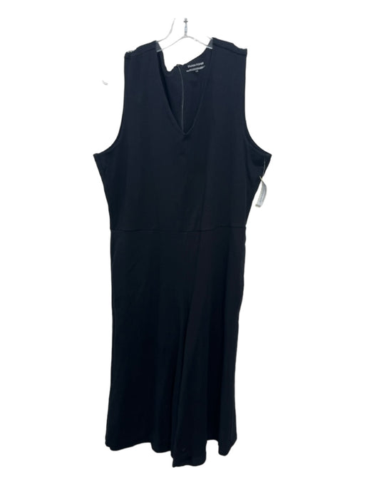 Eileen Fisher Size L Black Cotton & Spandex Capri Wide Leg Sleeveless Jumpsuit Black / L