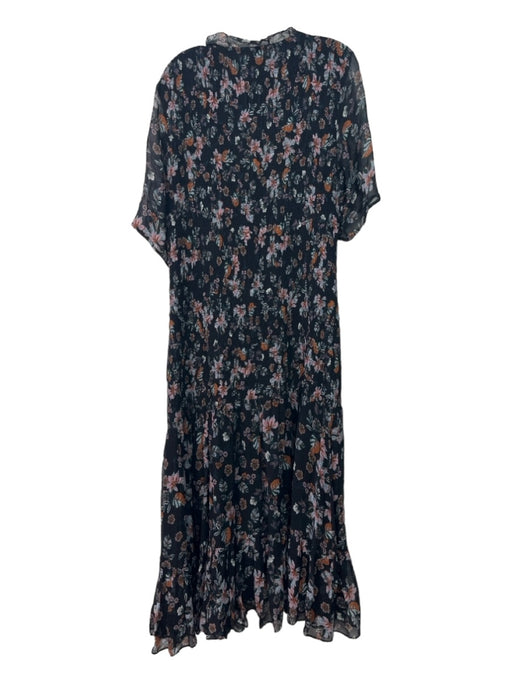 Veronica Beard Size 12 Black & Orange Multi Viscose floral print Maxi Dress Black & Orange Multi / 12