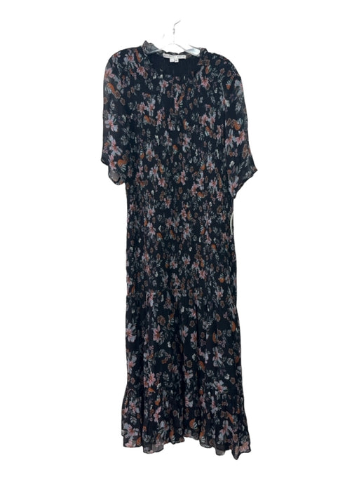 Veronica Beard Size 12 Black & Orange Multi Viscose floral print Maxi Dress Black & Orange Multi / 12