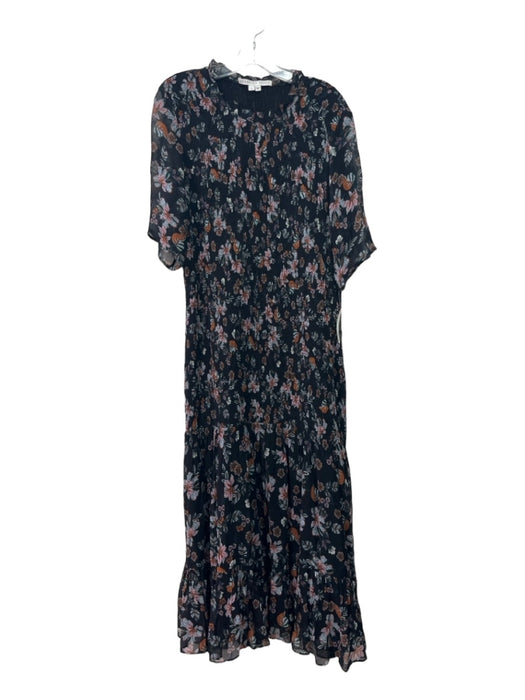 Veronica Beard Size 12 Black & Orange Multi Viscose floral print Maxi Dress Black & Orange Multi / 12