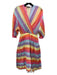 Tara Jarmon Size 38/M Pink, Yellow, Purple Cotton Vertical Stripes Midi Dress Pink, Yellow, Purple / 38/M