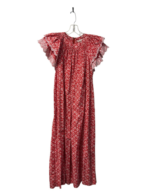 Ulla Johnson Size Est M Red & White No Fabric Tag Tiered Sleeve Jumpsuit Red & White / Est M