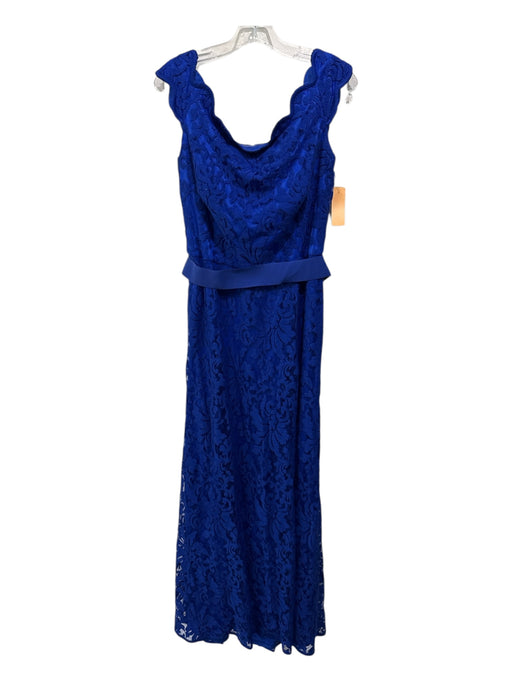 Tadashi Shoji Size 14 Royal Blue Cotton & Nylon Lace Overlay Sleeveless Gown Royal Blue / 14