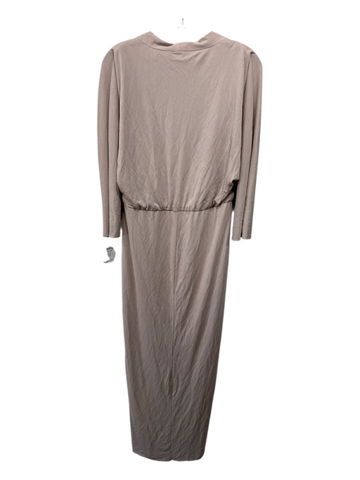 Trina Turk Size 12 Taupe Rayon Blend Dolman Sleeve V Neck Gold Bar Dress Taupe / 12