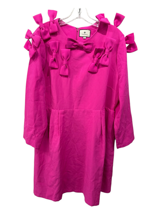 Tuckernuck Size XXL Hot pink Polyester & Spandex Long Sleeve Bows Back Zip Dress Hot pink / XXL