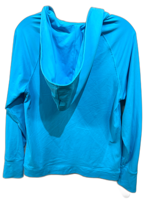 Oscar de la Renta Size Small Aqua Blue Nylon Blend Zipper Detail Hood Sweater Aqua Blue / Small