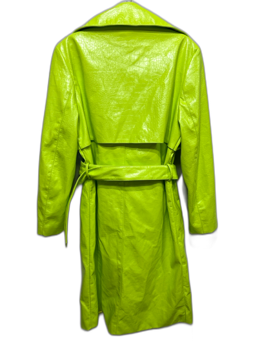 Akira Size M Lime Green Faux Leather Croc Embossed Double Breast Belt Inc. Coat Lime Green / M