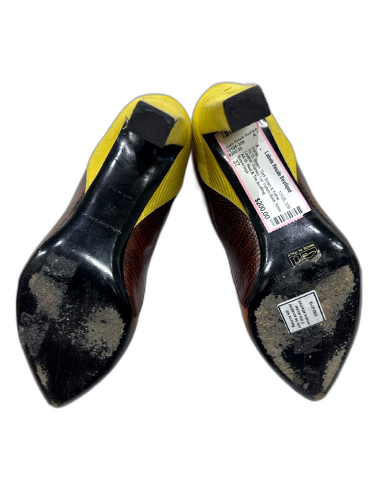 Balenciaga Shoe Size 37 Brown, Dark Brown & Yellow Leather Pointed Toe Boots Brown, Dark Brown & Yellow / 37