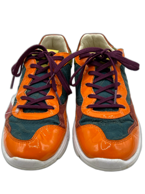 Dolce & Gabbana Shoe Size 38 Orange, Teal & Multi Patent Leather Canvas Sneakers Orange, Teal & Multi / 38