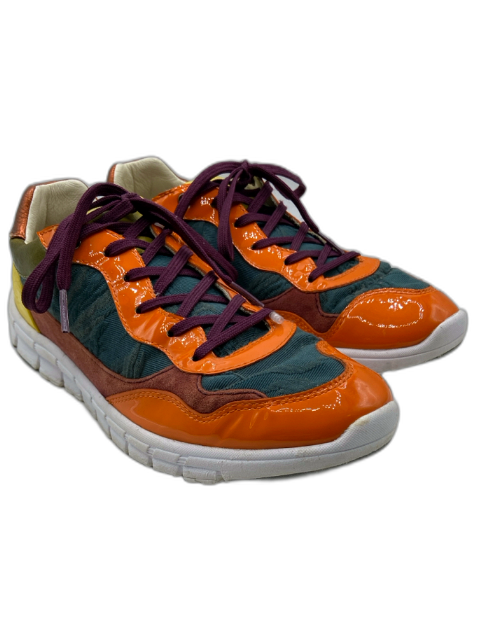 Dolce & Gabbana Shoe Size 38 Orange, Teal & Multi Patent Leather Canvas Sneakers Orange, Teal & Multi / 38