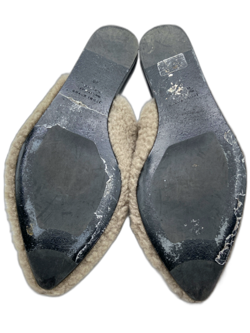 Jenni Kayne Shoe Size 40 Taupe & Black Fleece Leather Pointed Toe Mule Flats Taupe & Black / 40