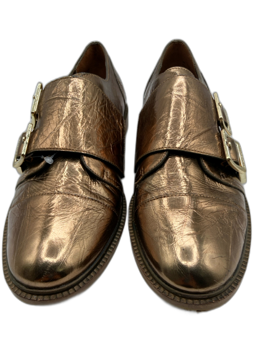 Kelsi Dagger Shoe Size 8.5 Gold Leather Round Toe Buckle Detail Monk Strap Flats Gold / 8.5