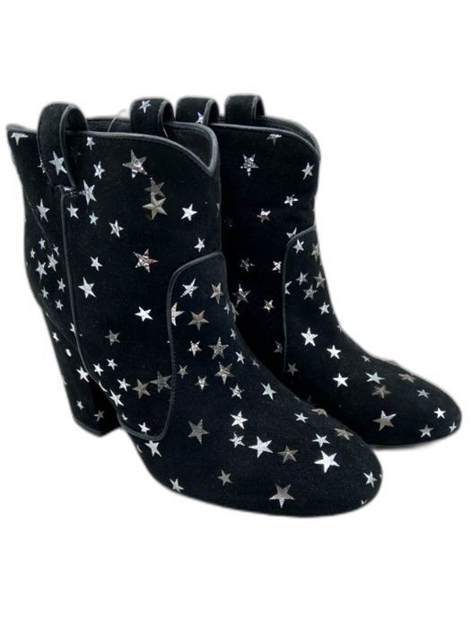 Laurence Dacade Shoe Size 39 Black Suede Round Toe stars Block Heel Booties Black / 39
