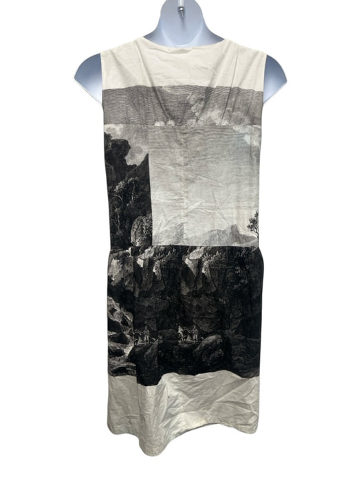 Dries Van Noten Size 42 White & Black Cotton Sleeveless outdoor scene Dress White & Black / 42