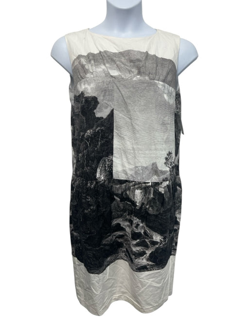 Dries Van Noten Size 42 White & Black Cotton Sleeveless outdoor scene Dress White & Black / 42