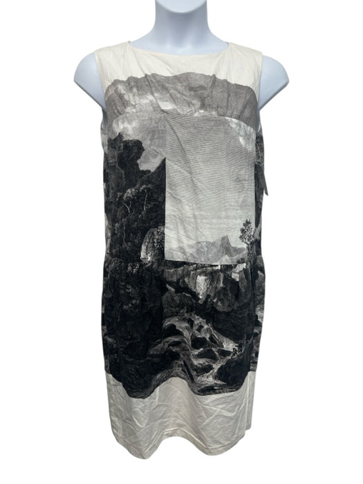 Dries Van Noten Size 42 White & Black Cotton Sleeveless outdoor scene Dress White & Black / 42