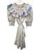 Alden Adair Size L White, Blue & Multi Cotton Short Balloon Sleeve Dress White, Blue & Multi / L