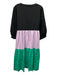 CROSBY by Mollie Burch Size L Black, Lavendar & Green Cotton Color Block Dress Black, Lavendar & Green / L