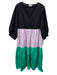 CROSBY by Mollie Burch Size L Black, Lavendar & Green Cotton Color Block Dress Black, Lavendar & Green / L