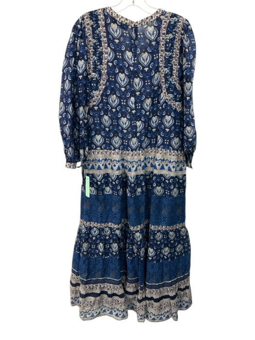 Sea New York Size M Blue, White & Purple Cotton Long Balloon Sleeve Heart Dress Blue, White & Purple / M