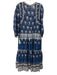 Sea New York Size M Blue, White & Purple Cotton Long Balloon Sleeve Heart Dress Blue, White & Purple / M