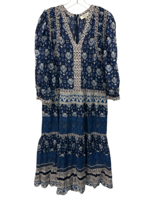 Sea New York Size M Blue, White & Purple Cotton Long Balloon Sleeve Heart Dress Blue, White & Purple / M