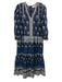 Sea New York Size M Blue, White & Purple Cotton Long Balloon Sleeve Heart Dress Blue, White & Purple / M