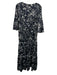 Tuckernuck Size L Black & White Cotton 1/2 Flutter Sleeve Floral V Neck Dress Black & White / L