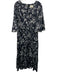 Tuckernuck Size L Black & White Cotton 1/2 Flutter Sleeve Floral V Neck Dress Black & White / L