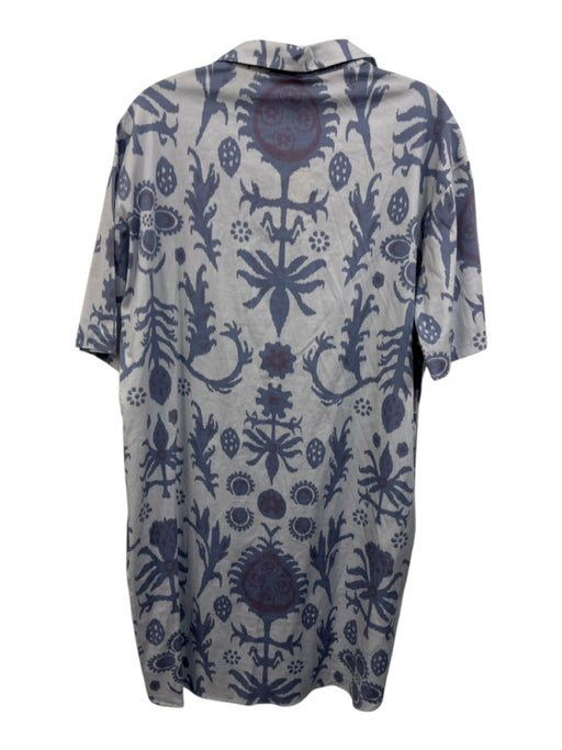 Sheridan French Size L Gray & Purple Cotton Short Sleeve Ikat Paillettes Dress Gray & Purple / L
