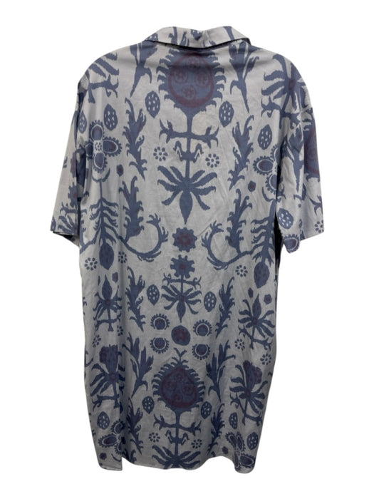 Sheridan French Size L Gray & Purple Cotton Short Sleeve Ikat Paillettes Dress Gray & Purple / L