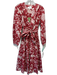 Olivia by Livro Size M red & cream Cotton Long Sleeve Floral Elastic Waist Dress red & cream / M