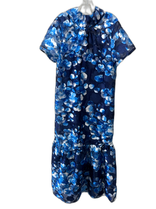 Sugarlips Size XL Navy, Blue & White Polyester Short Sleeve Floral Maxi Dress Navy, Blue & White / XL