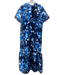 Sugarlips Size XL Navy, Blue & White Polyester Short Sleeve Floral Maxi Dress Navy, Blue & White / XL