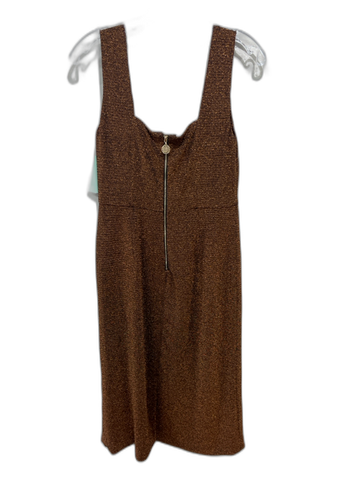 Emily McCarthy Size M Bronze Polyester Sleeveless Metallic Thread Dress Bronze / M