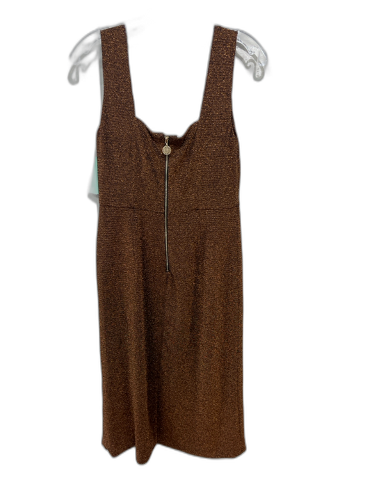 Emily McCarthy Size M Bronze Polyester Sleeveless Metallic Thread Dress Bronze / M