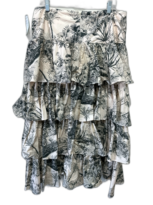 Antonio Melani Size 14 Cream & Black Cotton Back Zip outdoor scene Skirt Cream & Black / 14