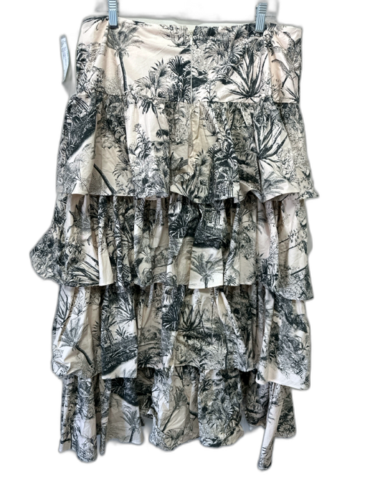 Antonio Melani Size 14 Cream & Black Cotton Back Zip outdoor scene Skirt Cream & Black / 14