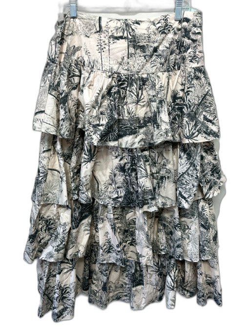 Antonio Melani Size 14 Cream & Black Cotton Back Zip outdoor scene Skirt Cream & Black / 14