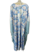 Patricia Atschul Size M/L Blue, Pink & White Polyester Fringe Detail Dress Blue, Pink & White / M/L