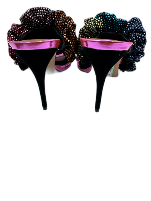 Kurt Geiger Shoe Size 40 Pink, Blue & Yellow Suede Round Toe 2 Strap Sandals Pink, Blue & Yellow / 40