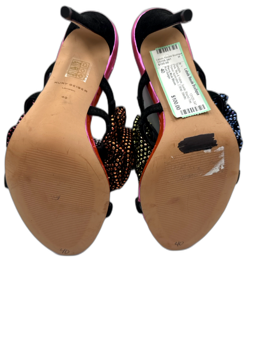 Kurt Geiger Shoe Size 40 Pink, Blue & Yellow Suede Round Toe 2 Strap Sandals Pink, Blue & Yellow / 40