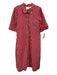 Maeve Size L Red & White Cotton Striped Button Front Patch Pocket Dress Red & White / L