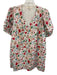 Entro Size L White & Multi Cotton Floral V Neck Pintuck Detail Dress White & Multi / L