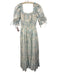Antonio Melani Size 4 White & Blue Cotton Floral Square Neck Maxi Dress White & Blue / 4