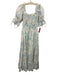 Antonio Melani Size 4 White & Blue Cotton Floral Square Neck Maxi Dress White & Blue / 4
