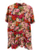 Never a Wallflower Size L Red & Multi Cotton Blend Floral Blocked Print Dress Red & Multi / L