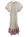 Bella Tu Size M White & Pink Cotton Sleeveless Tie belt Button Front Dress White & Pink / M