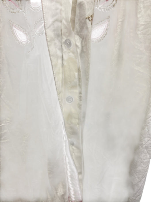 Bella Tu Size M White & Pink Cotton Sleeveless Tie belt Button Front Dress White & Pink / M