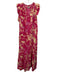 Fitzroy & Willa Size L Pink & Multi Cotton V Neck Sleeveless Printed Maxi Dress Pink & Multi / L